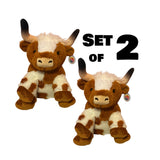 (Set Of 2) 12" Sitting Texas Longhorn Cow / Bull Stuff Animal Soft Plushy Toy