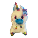 7'' Cute Sitting White/Blue Belly Buddy Unicorn Plush Collection Cuddly Soft Toy