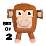 (Set Of 2) 20" Cute Brown Pixel Monkey Animal Inflatable - Blow Up Toy Party Decoration