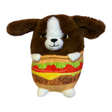 8'' Cute Foodie Cheese burger Bun Print Puppy Dog Plush Soft Stuff Animal Toy