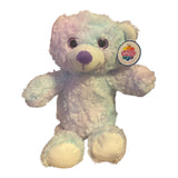 (Set Of 3) 9" Blue, Pink, Purple Curly Cotton Candy Cuddly Bear Soft Plush