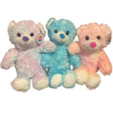 (Set Of 3) 9" Blue, Pink, Purple Curly Cotton Candy Cuddly Bear Soft Plush
