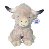 (Set of 2) 9" Sitting Highland Cow Stuff Animal Super Soft Plushy Toy