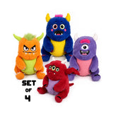 (Set Of 4) 11'' Adorable Sitting Monsters Tubby Tots Plush Soft stuffed Toys
