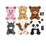(Set Of 6) 8'' Adorable Sitting Baby Animal Plush Assortment Soft stuffed Animal Toy