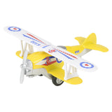 (Set of 12) 5.25'' Die Cast Biplanes Pull Back Propeller Classic Planes Toys