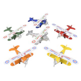 (Set of 12) 5.25'' Die Cast Biplanes Pull Back Propeller Classic Planes Toys