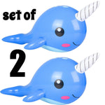 (Set of 2) 24" Blue Narwhal Inflatable Baby Inflate Blow Up Toy Party Decoration