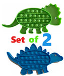 (Set of 2) 8''-10'' Cute Green & Blue Dinosaur Bubble POPPER Fun Fidget Toy