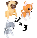 (Set of 3) 24" Dog Assortment Pug Chihuahua Husky Inflatable Party Decoration